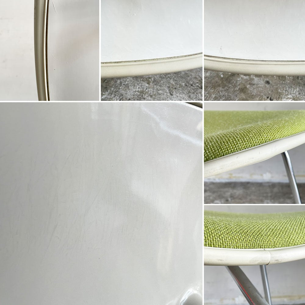 ハーマンミラー Herman Miller ツーピースプラスチックチェア Two Piece Plastic Chair DCM ホワイト グリーン ファブリック張替済 希少 ■