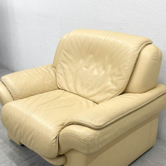 ヒモラ Himolla パシフィック PACIFIC 1シーターソファ レザー 本革 キャスター付き アイボリー系 ドイツ製 〓