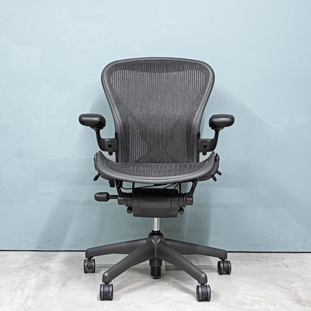 ハーマンミラー Herman Miller アーロンチェア クラシック Bサイズ ポスチャーフィット フル装備 グラファイトベース デスクチェア オフィスチェア 2019年製 ◎