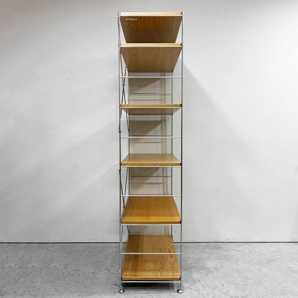 無印良品 MUJI ステンレスユニットシェルフ オーク材×タモ材 ワイド 大 W84 H175cm ナチュラルデザイン ●