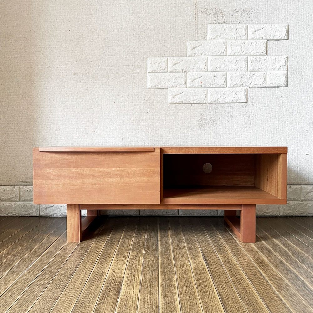 ウニコ unico ルーン LUNE AVボード テレビ台 チェリー材 W94cm 配線孔あり シンプルモダン 廃番 ◎