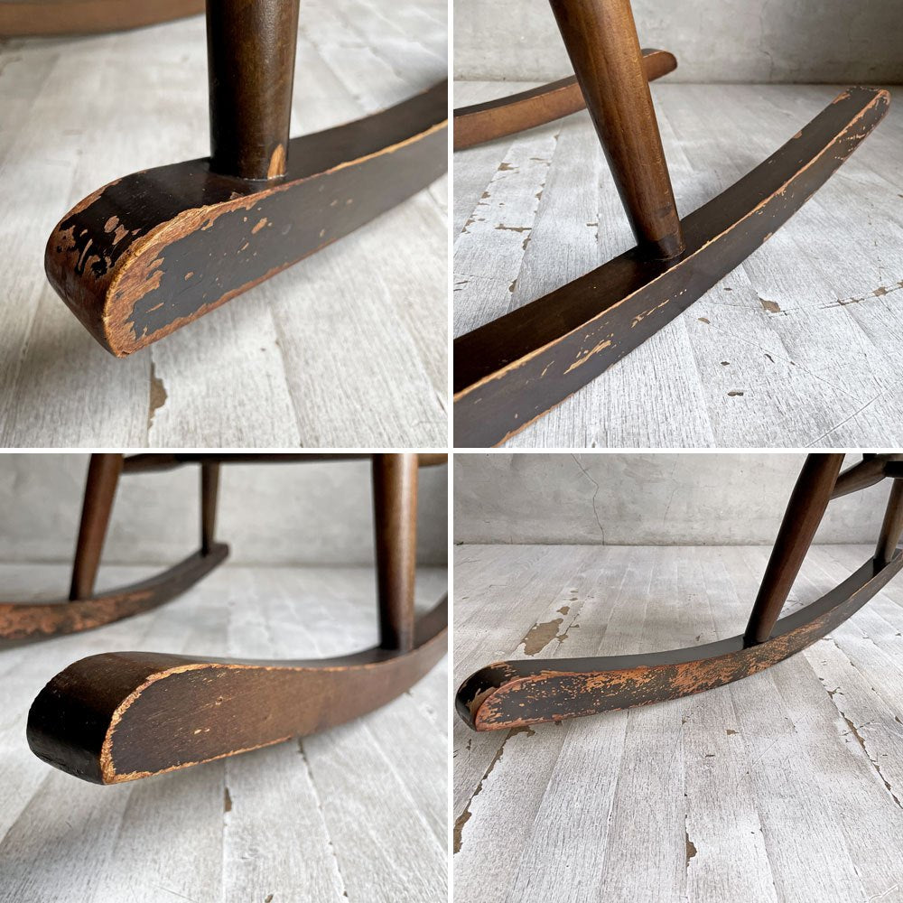 アーコール Ercol クエーカー ロッキングチェア アームチェア コロニアル ブラウン エルム材 ビーチ材 UKビンテージ 英国家具 ♪