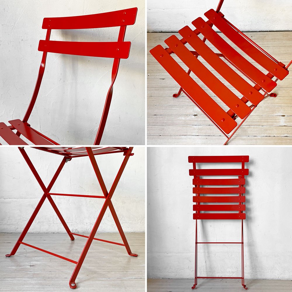 フェルモブ Fermob ビストロ BISTRO メタルチェア METAL CHAIR フォールディング ガーデンチェア レッド 折りたたみ フランス 定価¥22,000- ★