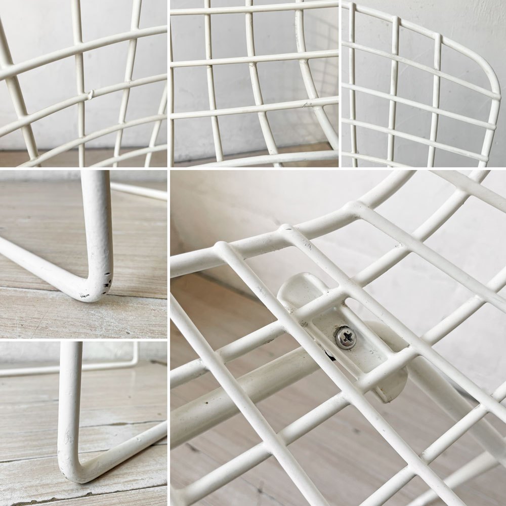 ノル Knoll 420 サイドチェア ワイヤーチェア ダイニングチェア ホワイト × レッド ファブリック フルカバー仕様 ハリー・ベルトイア ミッドセンチュリー ビンテージ ★