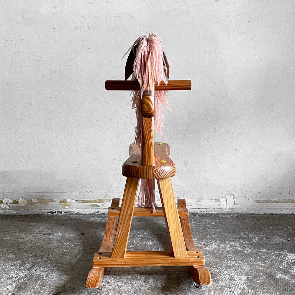 木馬 ロッキングホース 木製 面繋 乗用 玩具 H55cm ■