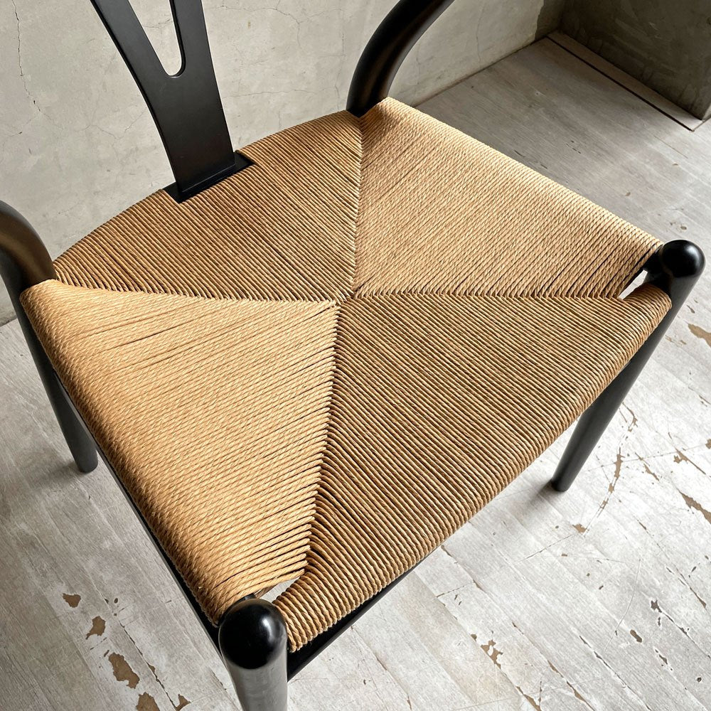 カールハンセン＆サン Carl Hansen & Son CH24 Yチェア ブラックラッカー ビーチ材 ペーパーコード ハンス・J・ウェグナー デンマーク 北欧家具 日本仕様 座面張替済  B ♪