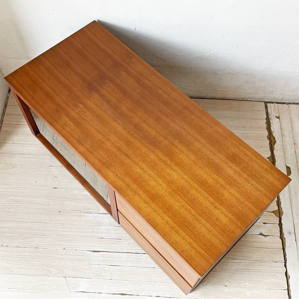 無印良品 MUJI ウォールナット材 AVラック AVボード テレビ台 ガラス扉 フラップ扉 抽斗2杯 W90cm 廃番 ★
