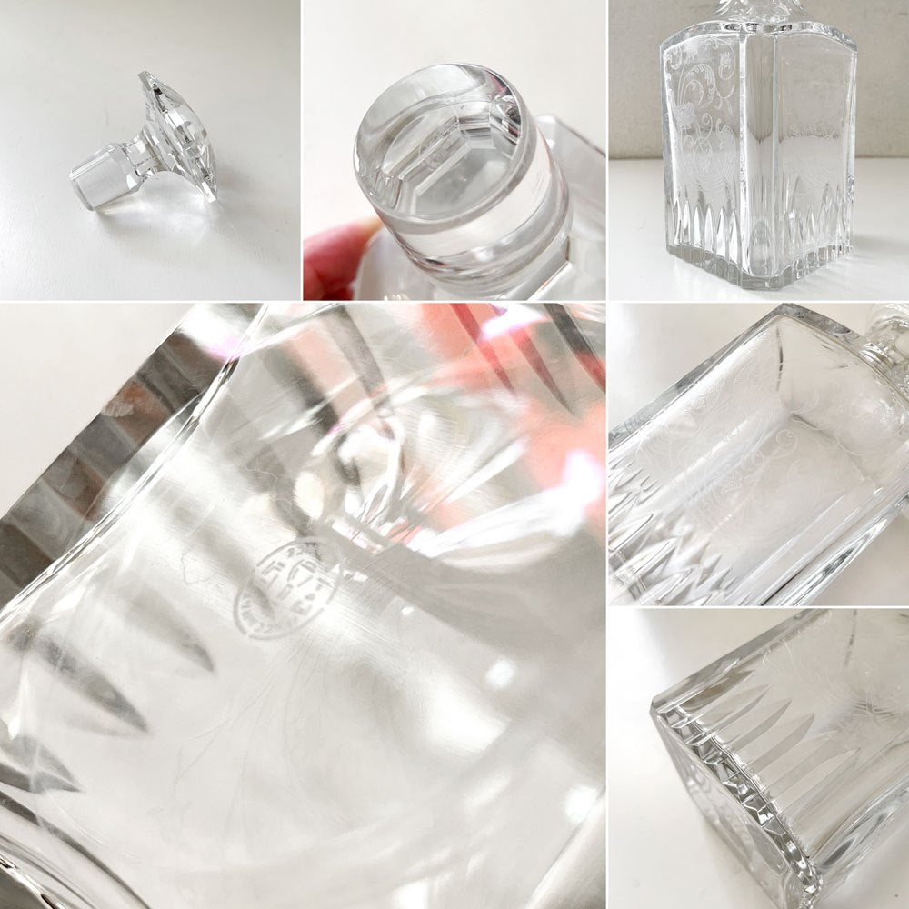 バカラ Baccarat パルメ Parme ウィスキーデカンタ エッチング 鳥 H24cm クリスタルガラス フランス 廃番 ◎