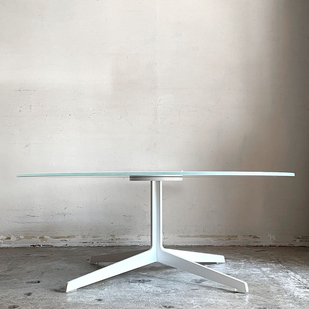 フリッツハンセン Fritz Hansen スペーステーブル SPACE TABLE コーヒーテーブル ローテーブル Φ100cm ラウンド ガラス天板 スチールレッグ イエス＋ラウブ 廃番 ■