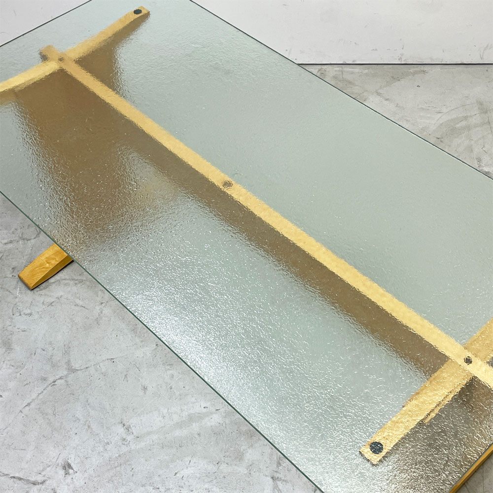 エーディコア AD CORE ピアッティノ PIATTINO ダイニングテーブル AD-989A T脚 メープル材 フロストガラス W150×D75cm イタリアモダン ●