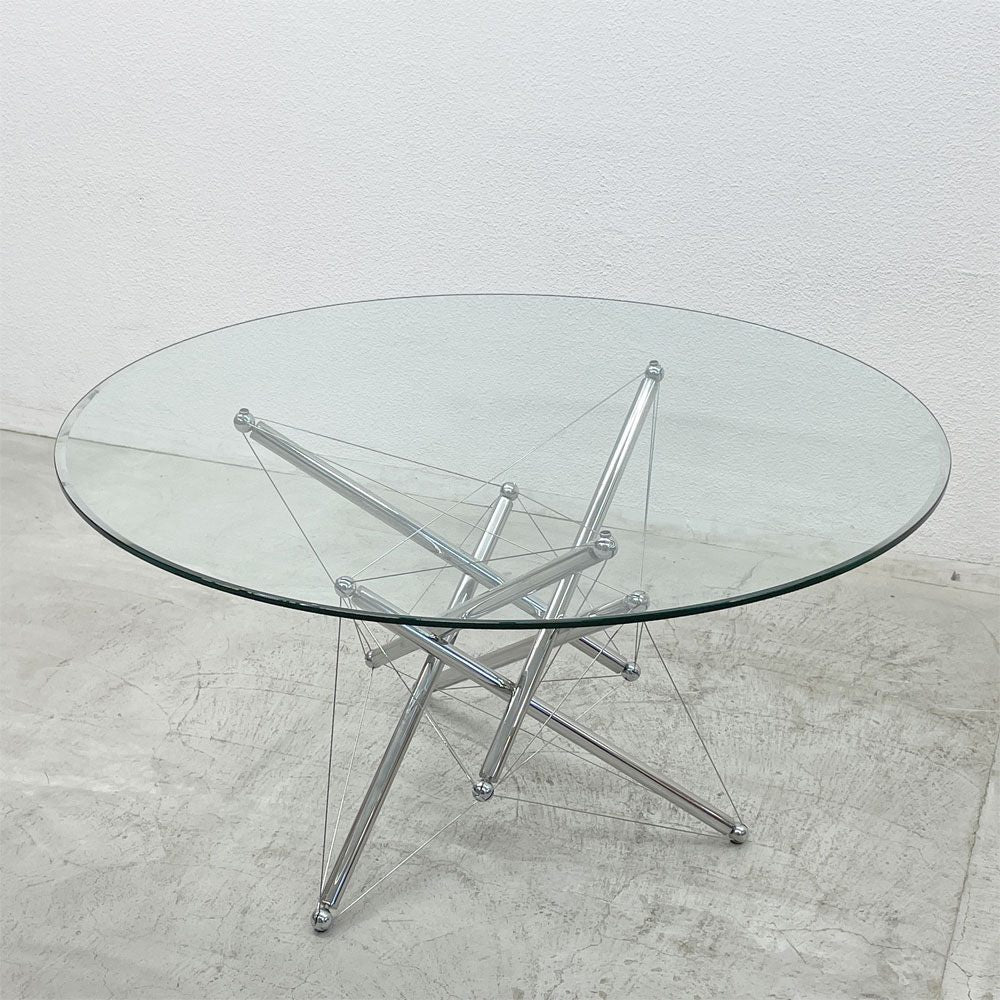カッシーナ Cassina 714 Table ガラストップ ダイニングテーブル ラウンド  テオドール・ワッデル Theodore Waddell 参考68万円 〓