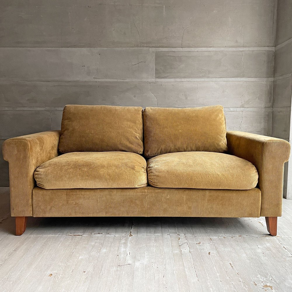 トラックファニチャー TRUCK FURNITURE FKソファ ジュニア FK SOFA Jr. 2シーター 2人掛け F-21 グリーンコーデュロイ フェザークッション ウォールナット無垢材 定価¥493,900-♪