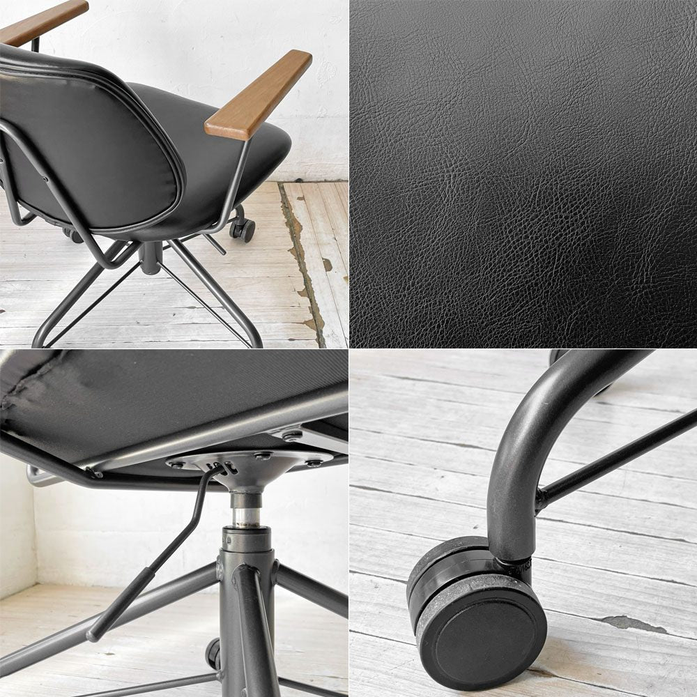 クラッシュゲート CRASHGATE ノットアンティークス Knot Antiques アボック ABOCK デスクチェア ブラック オーク材 肘付き 展示美品 ★