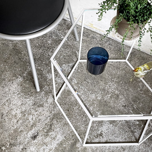 カッシーナイクスシー Cassina ixc. ヘキサゴン トリス HEXAGON TRIS 691 サイドテーブル ハイ デサルト ホワイト×クリアガラス DESALTO ホワイト×クリアガラス 吉岡徳仁 受注輸入品 定価￥308,000- ■