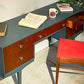 北欧ビンテージ Scandinavian vintage チーク材 ペインテッド 両袖デスク 5ドロワー テーパードレッグ W141cm 北欧家具 ●