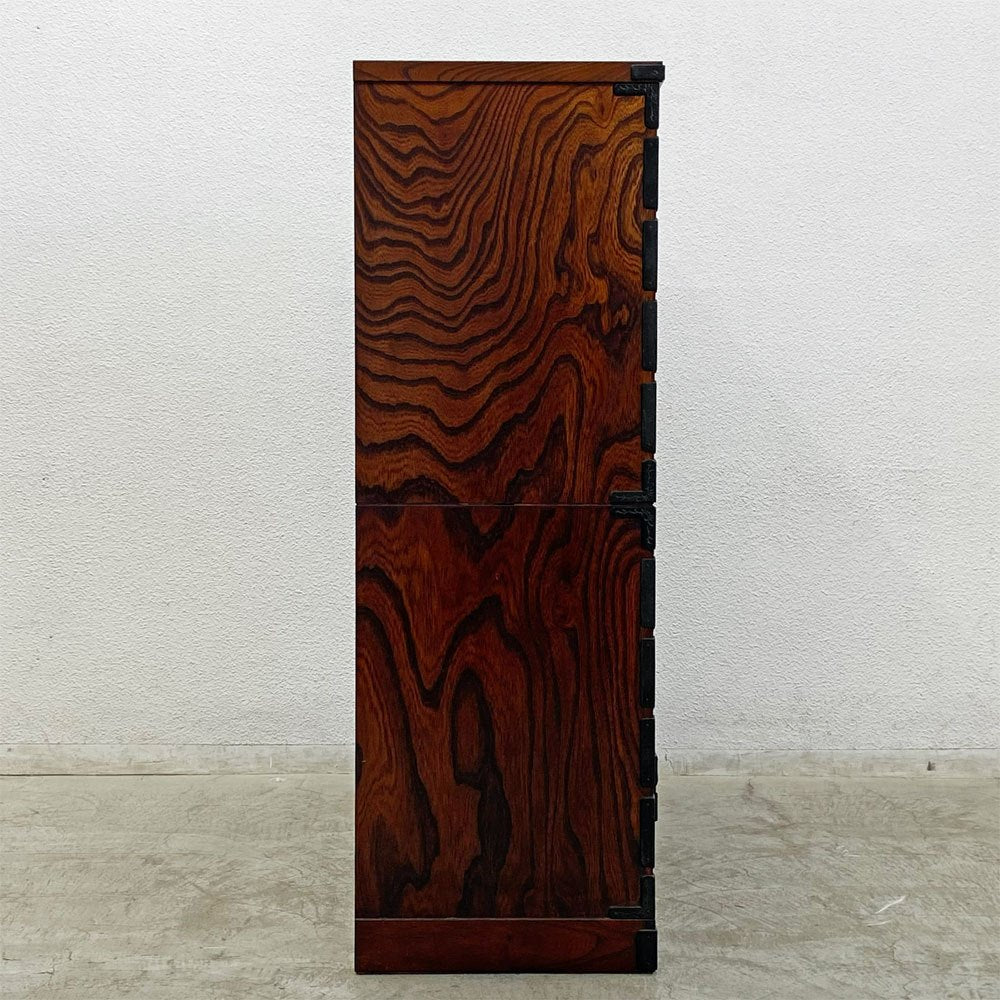 岩谷堂箪笥 重宝箪笥 整理箪笥 10段 チェスト 欅材 w105 h135cm 南部鉄器金具 桐紋様 伝統工芸 民芸家具 ◎