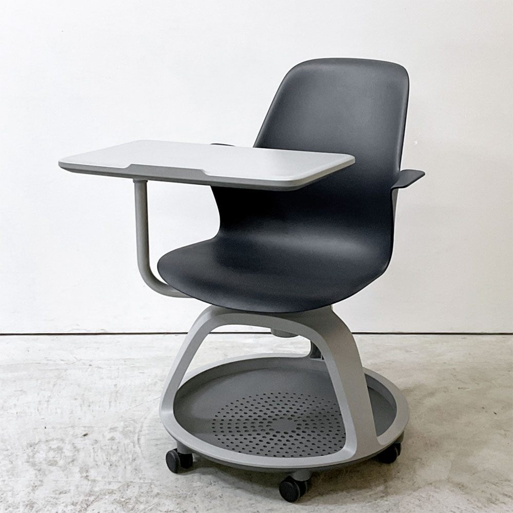 スチールケース Steelcase ノード node ミーティングチェア オフィスチェア ネイビー 可動式サイドテーブル＆キャスター付 ●