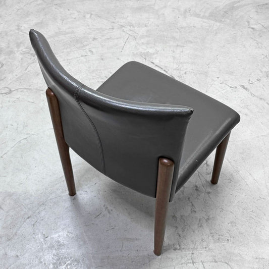 カンディハウス CONDE HOUSE レガーロ ダイニングチェア アームレスチェア レザーシート 本革 グレー系 レトロモダン●