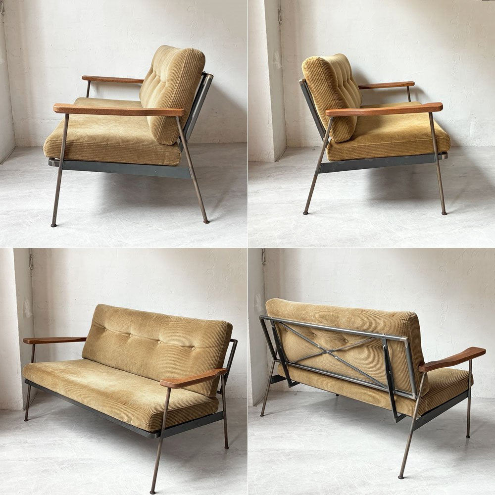 トラックファニチャー TRUCK FURNITURE HR2シーター ソファ HR SOFA 2-SEATER グリーン コーデュロイ ナラ無垢材 アイアン 工業系デザイン ★