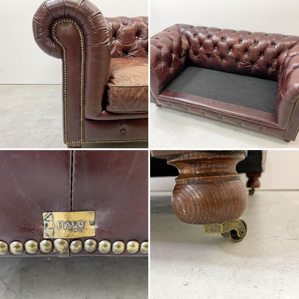ハロ HALO ケンジントン KENSINGTON BIKER TAN 2Pソファ 2人掛け 牛本革 チェスターフィールドソファ 英国 定価￥550,000- ●