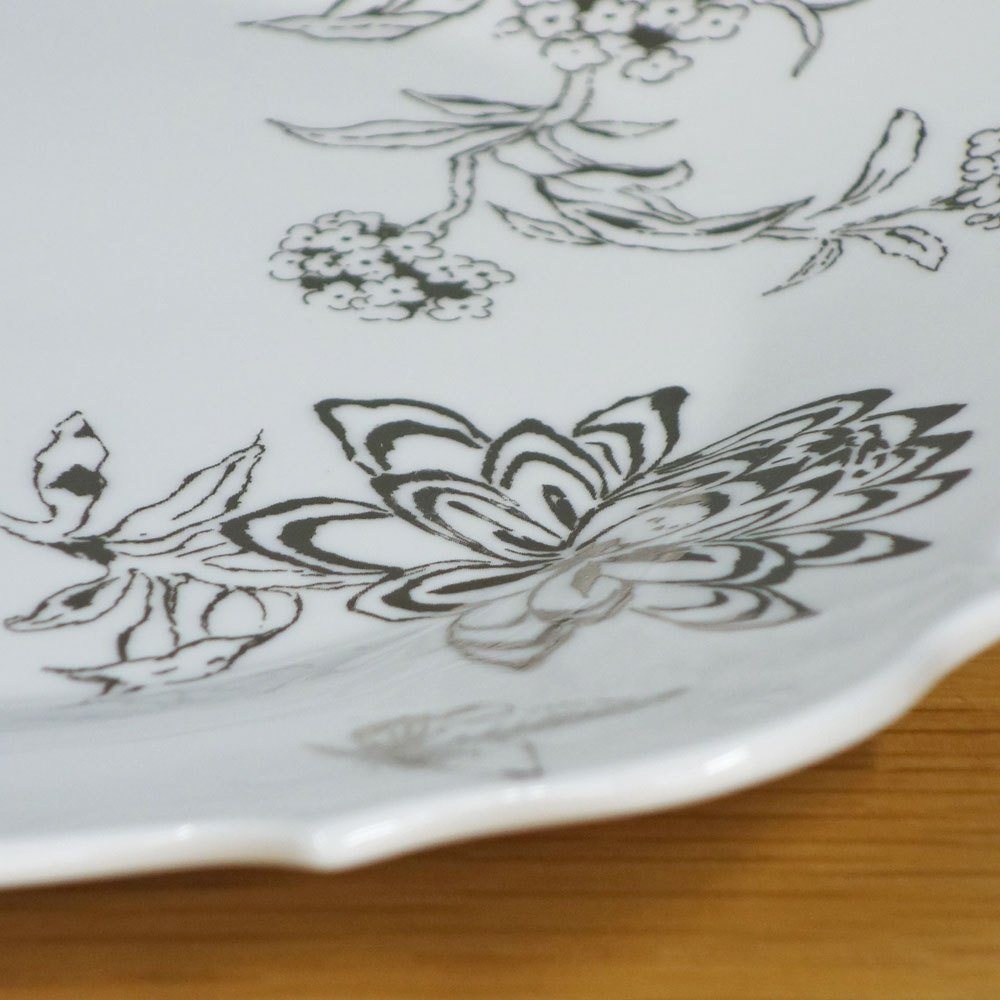 ウェッジウッド WEDGWOOD シノワズリ プラチナ スクエアプレート w23cm ジャスパーコンラン 英国製 B ◎