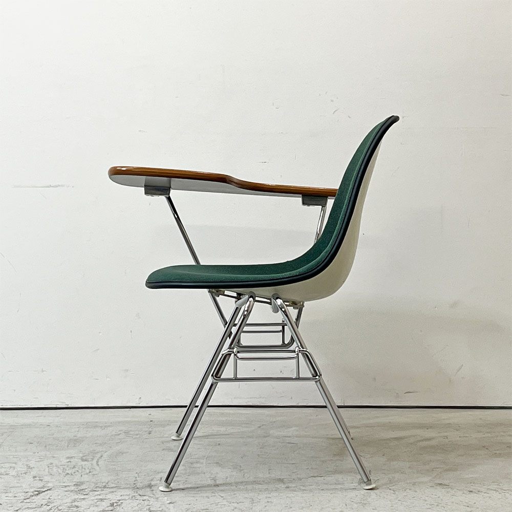 ハーマンミラー Herman Miller サイドシェルチェア セカンド 2nd ビンテージ アプホルスター スクールベース スタッキングベース 肘掛けテーブル付 イームズ ミッドセンチュリー A ●