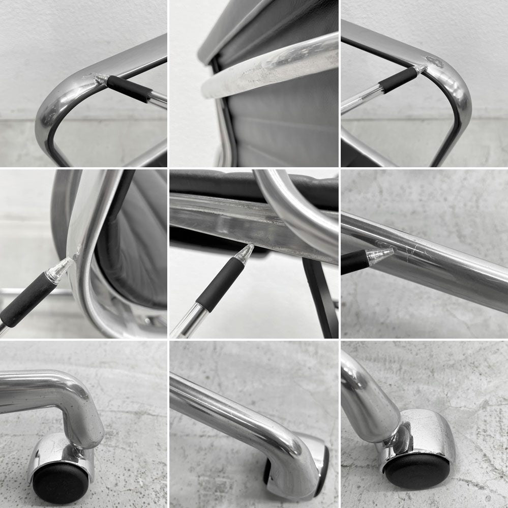 ハーマンミラー Herman Miller イームズアルミナムグループチェア マネージメントチェア アルミバフベース ガス圧昇降 5本脚 キャスター 本革 〓