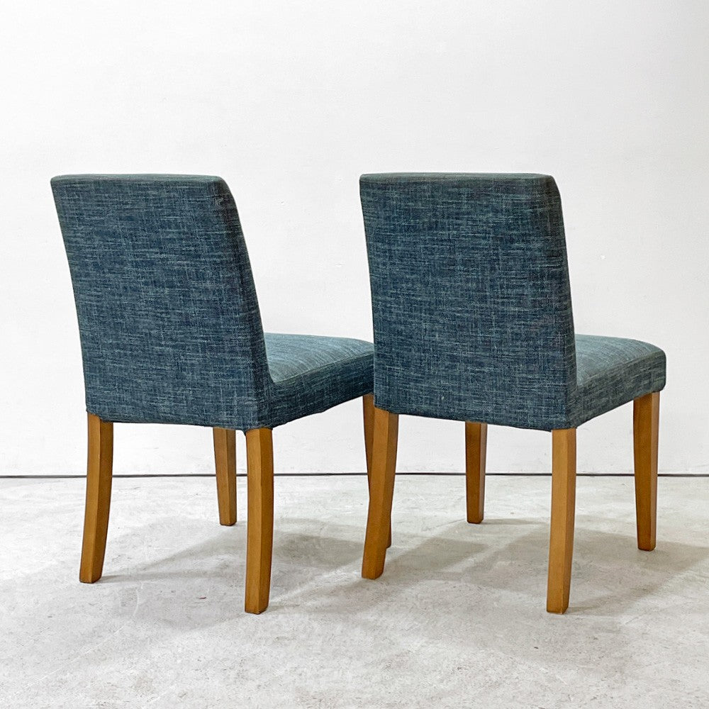 ボーコンセプト BoConcept カバーリング ダイニングチェア ファブリックシート ブルー系 北欧デンマーク 2脚セット ●