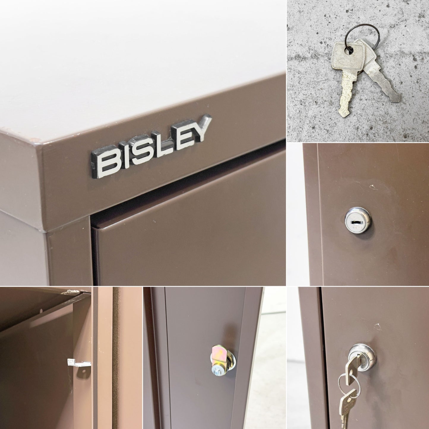 ビスレー BISLEY A4 39/1 キャビネット 1ドア 35x46xH94cm ブラウン オフィス 店舗什器 イギリス 鍵付き ●