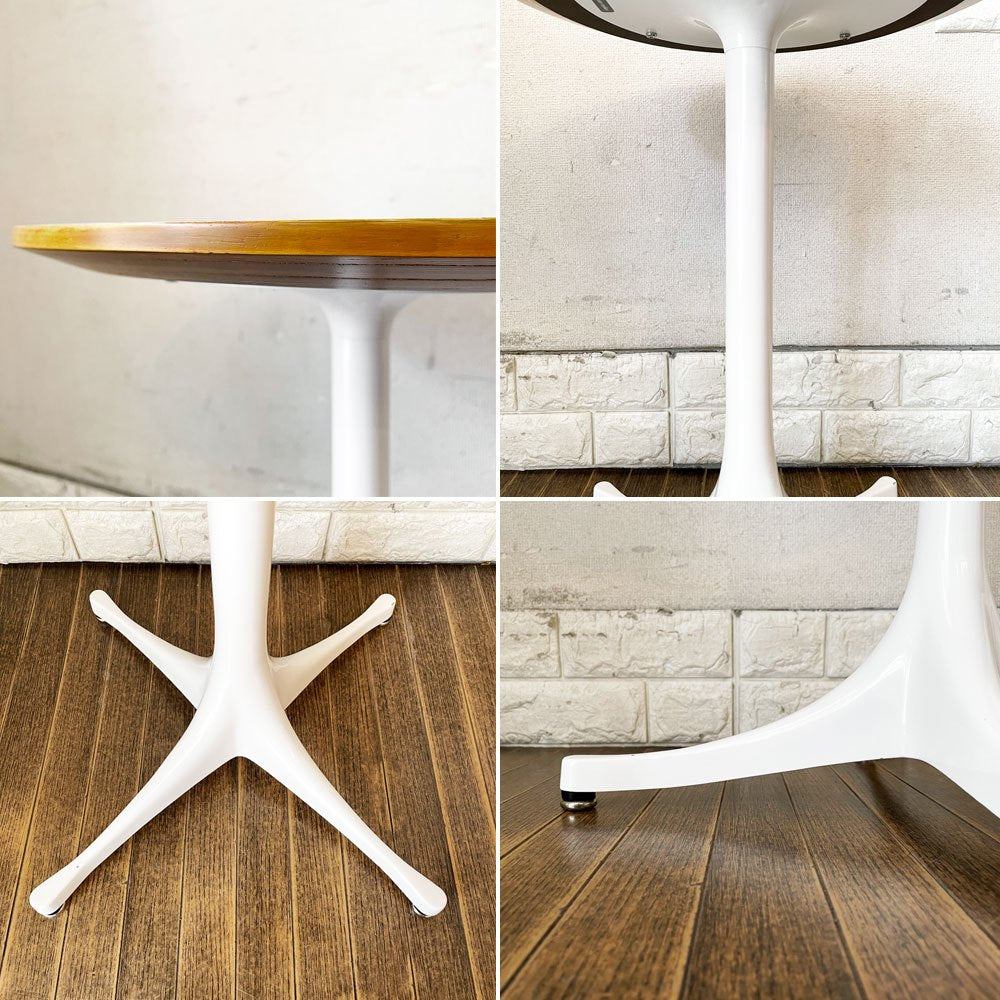 ハーマンミラー Herman Miller ペデスタルテーブル Nelson Pedestal Table サイドテーブル Φ43cm ホワイト天板 ジョージ・ネルソン ミッドセンチュリー 定価￥156,200- ◎