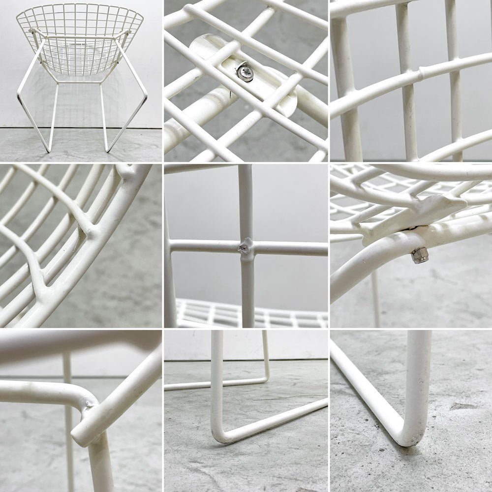 ノル Knoll 420 サイドチェア ワイヤーチェア ダイニングチェア ホワイト × レッド ファブリック フルカバー仕様 ビンテージ B ●