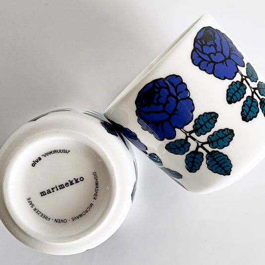 マリメッコ marimekko ヴィヒキルース VIHKIRUUSU ラテマグ ダークブルー  マイヤ・イソラ フィンランド 北欧食器 廃番カラー A ■