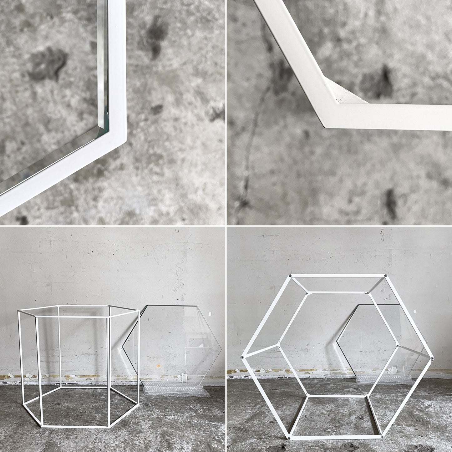 カッシーナイクスシー Cassina ixc. ヘキサゴン トリス HEXAGON TRIS 691 サイドテーブル ハイ デサルト ホワイト×クリアガラス DESALTO ホワイト×クリアガラス 吉岡徳仁 受注輸入品 定価￥308,000- ■