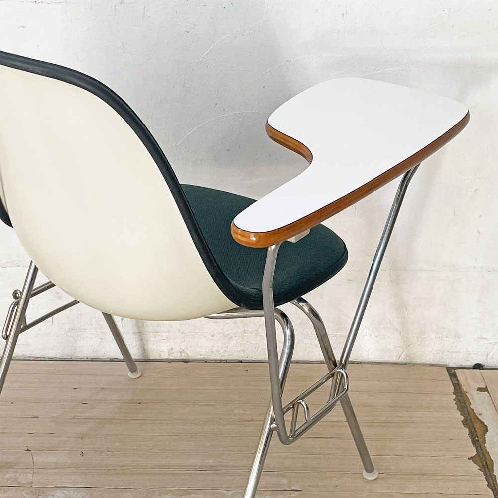 ハーマンミラー Herman Miller サイドシェルチェア セカンド 2nd ビンテージ アプホルスター スクールベース スタッキングベース 肘掛けテーブル付 イームズ ミッドセンチュリー C ★