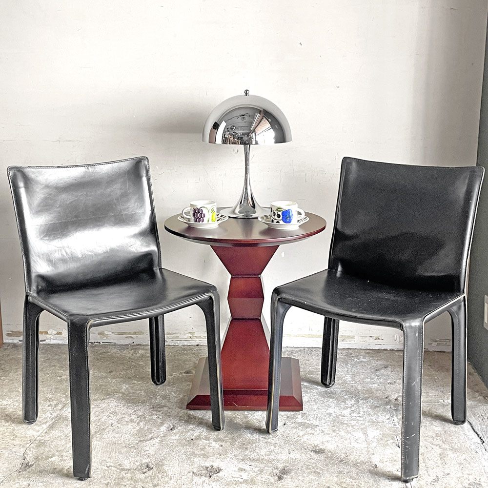 カッシーナ Cassina キャブチェア 412 CAB CHAIR アームレス 本革 ブラック マリオ・ベリーニ MoMA イタリアンモダン A ■