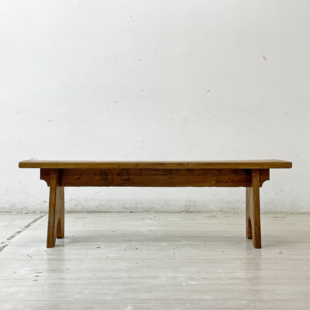 ヨーロッパビンテージ European Vintage 古い木味の木製ベンチ 無垢材 古家具 W139.5cm ●
