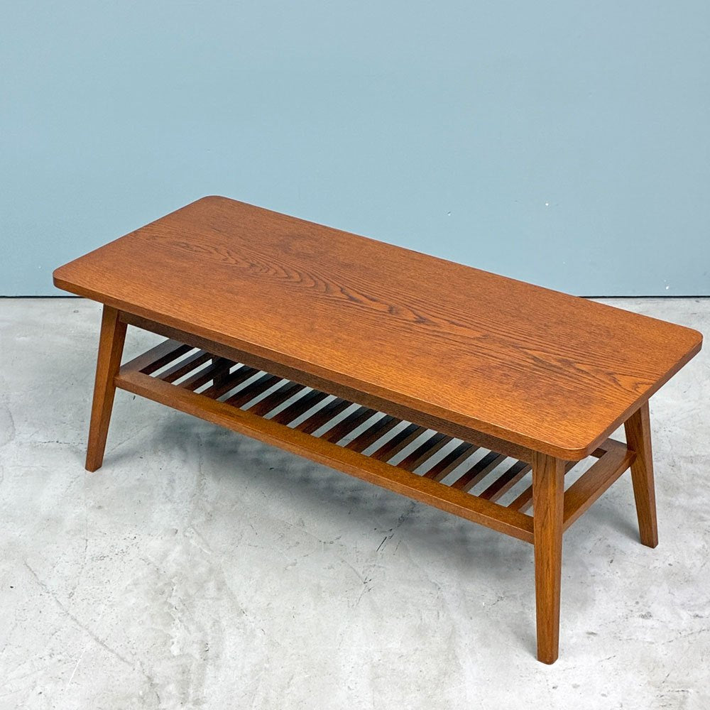 パシフィックファニチャーサービス P.F.S. ローテーブル DH TEA TABLE WITH SHELF Sサイズ W102cm ナラ材 マガジンラック付 ◎
