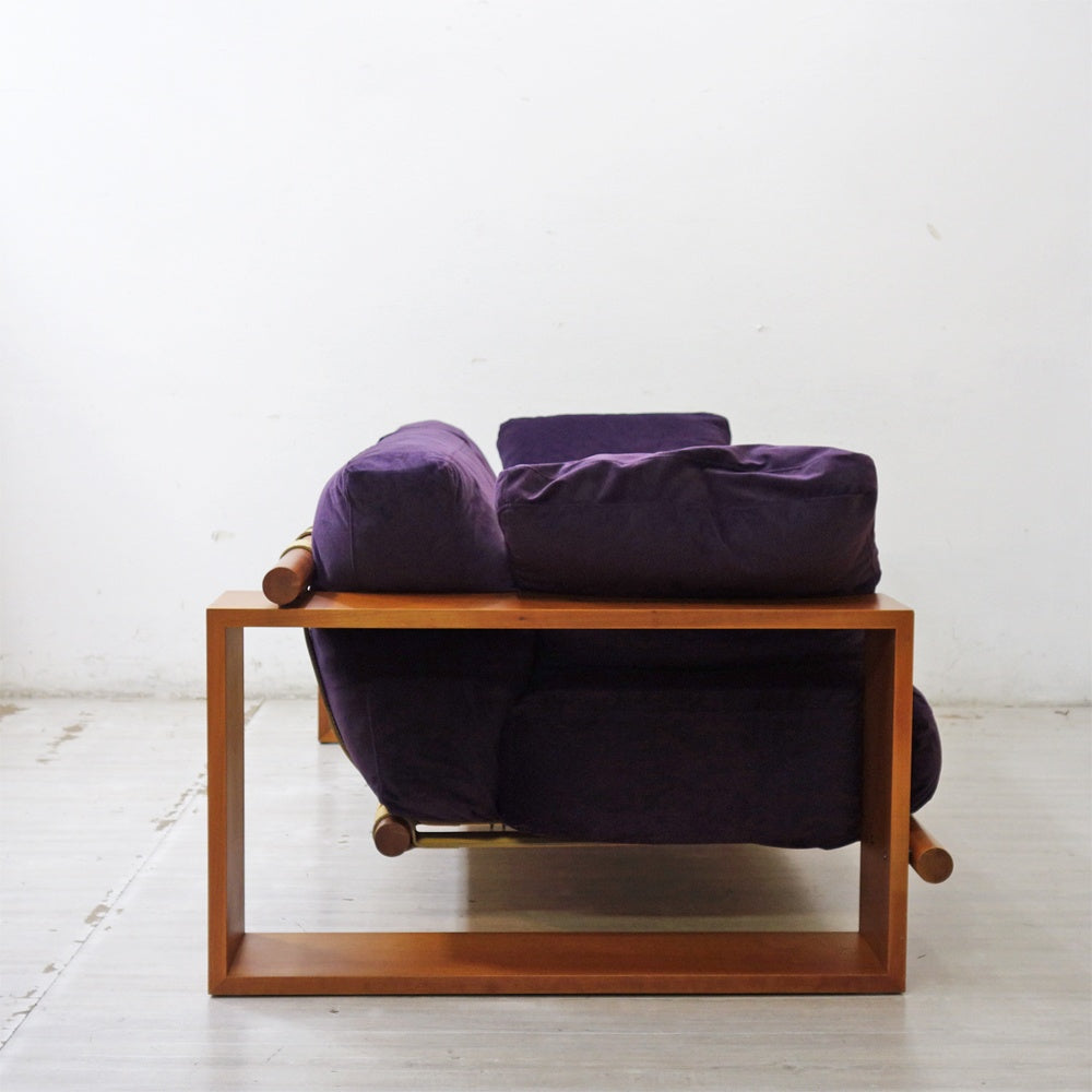 ポラダ porada パナマ PANAMA 3シーターソファ パープル ウォールナット無垢材 W210cm タルジオ・コルツァーニ デザイン ●