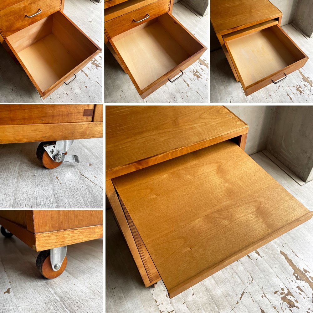 イクスス ikususu FURNITURE デスクワゴン IXDRW-03 アルダー材 オイルフィニッシュ キャスター付き 抽斗3杯  定価￥84,700- ♪