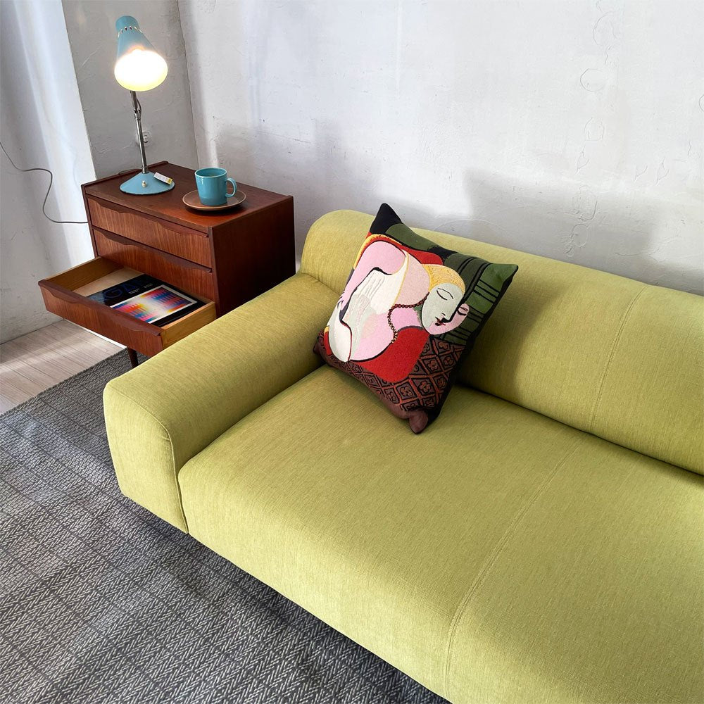 イデー IDEE プレジール PLAISIR 3人掛け ソファ イエローグリーン ファブリック ローバック 廃番カラー 参考価格￥139,900- ★
