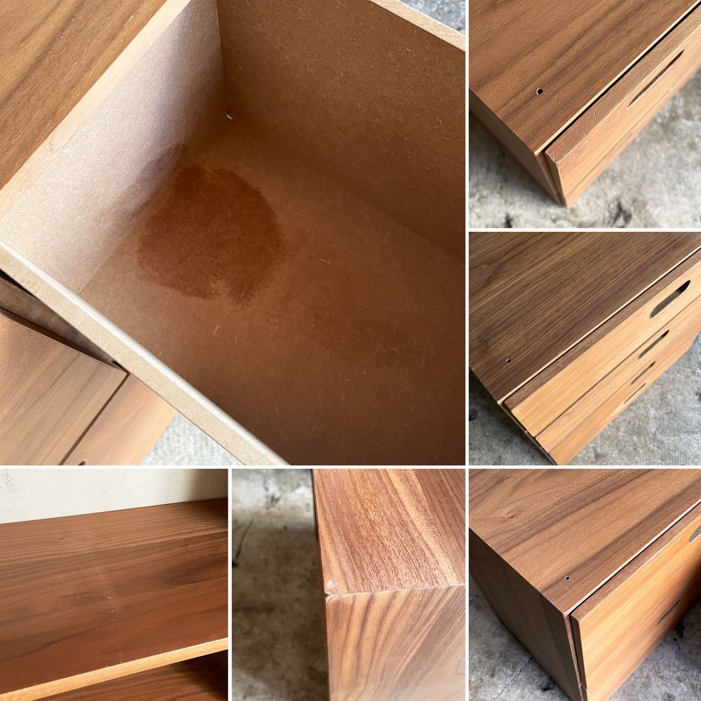 無印良品 MUJI スタッキングシェルフ 5段 + 追加 ワイド5段 + 引出し4段 + 引出し2段 + 引出し4個 ウォールナット材 オープンシェルフ 本棚 参考定価￥75,770- ■