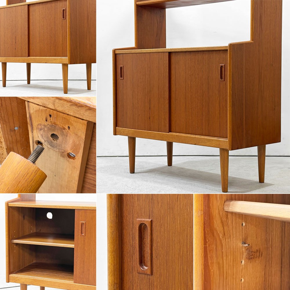 北欧ビンテージ Scandinavian Vintage チーク材 オープンシェルフ キャビネット ブックシェルフ 飾り棚 W90cm 北欧家具 ●