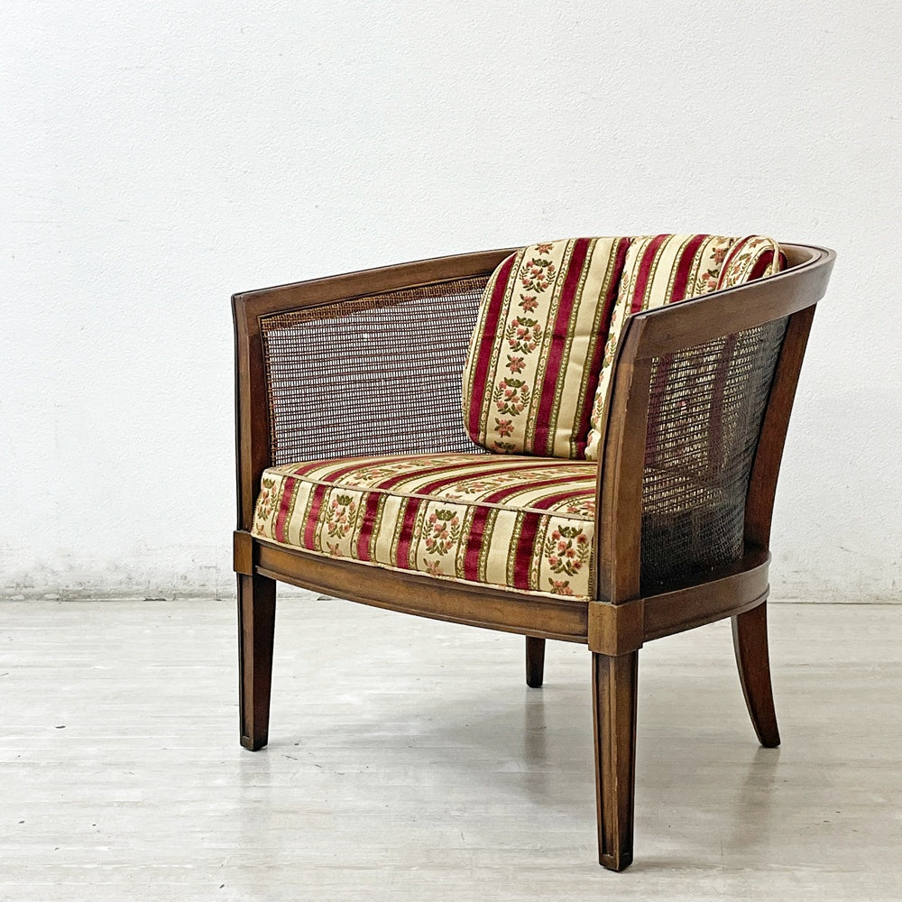 ドレクセルヘリテイジ DREXEL HERITAGE トライユン TRIUNE アップホルスタリーチェア UPHOLSTERY CHAIR ラタン張り USビンテージ B ●