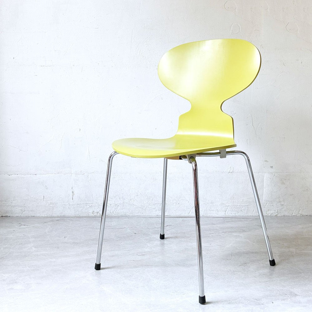フリッツハンセン Fritz Hansen 3101 アントチェア ANT CHAIR 4本脚 ライム 廃番カラー ラッカー仕上げ 2000年製 アルネ・ヤコブセン デンマーク 北欧家具 ★