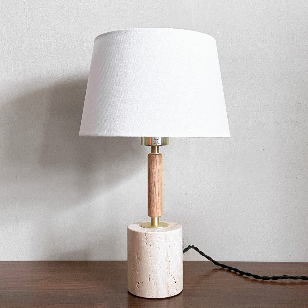 アートワークスタジオ ART WORK STUDIO モノリステーブルランプ Monolith-table lamp AW-0600 ホワイト 大理石ベース オーク無垢材 真鍮 ファブリック モダンデザイン 箱付き 美品 ■