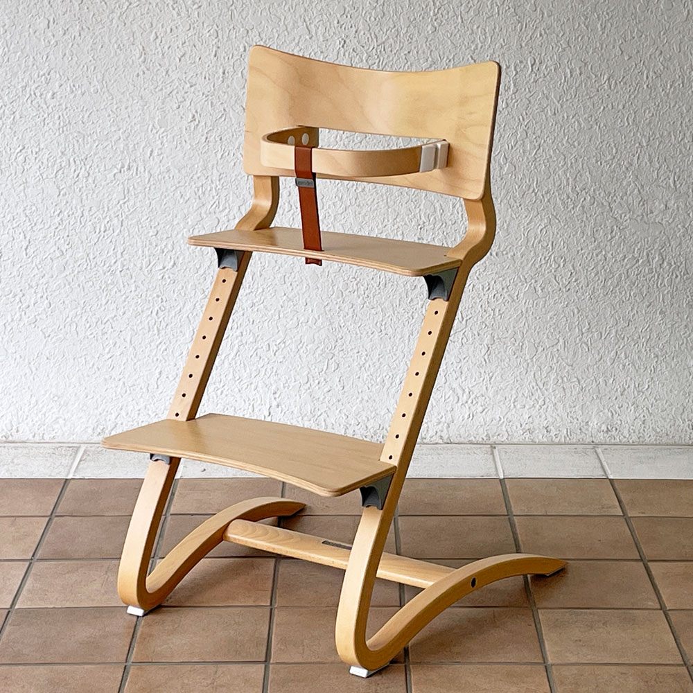 リエンダー Leander ハイチェア ベビーチェア チャイルドチェア 子供椅子 セーフティーバー&レザーベルト付 ナチュラル 定価総額60,500円 ◇