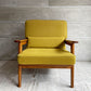 スタンダードトレード STANDARD TRADE Wood Frame Sofa SFA-03C-1p 1人掛けソファ ラウンジチェア マスタード オーク無垢材 定価￥240,000- ♪