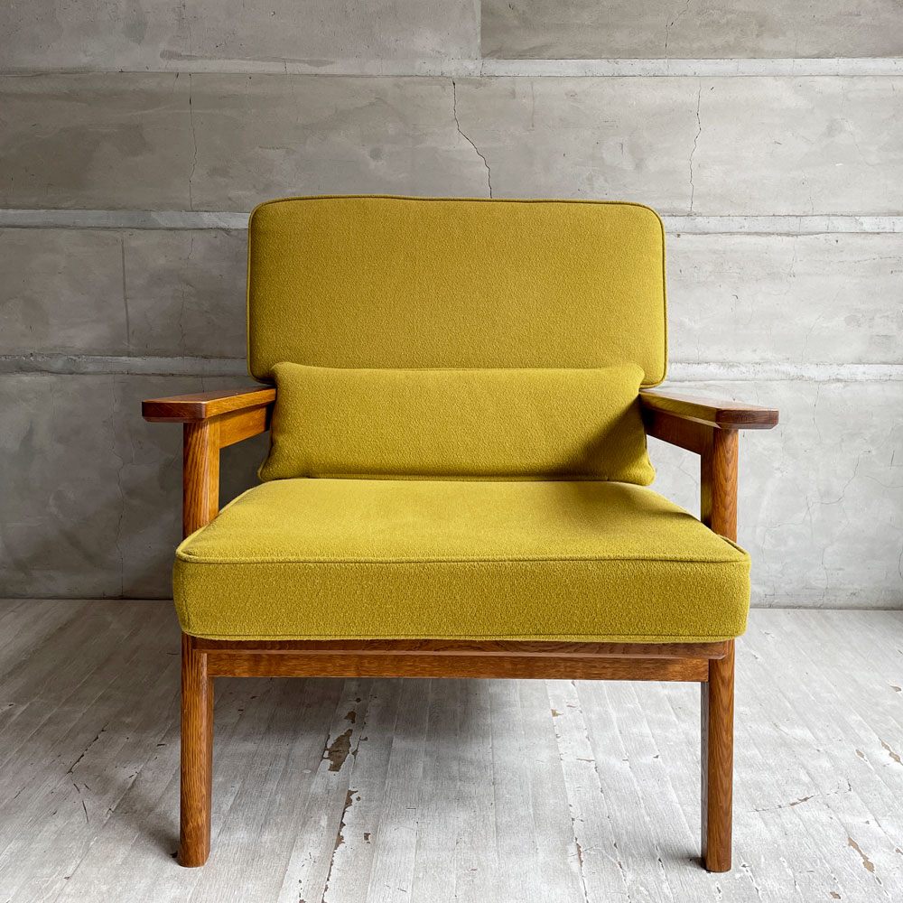 スタンダードトレード STANDARD TRADE Wood Frame Sofa SFA-03C-1p 1人掛けソファ ラウンジチェア マスタード オーク無垢材 定価￥240,000- ♪