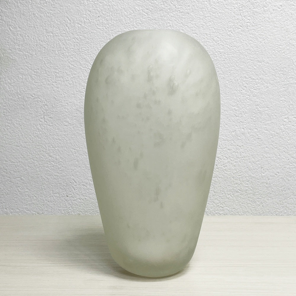作者不明 unknown ガラス フラワーベース 一輪挿し 花器 H27cm マット加工 マーブル カットサイン有 ●