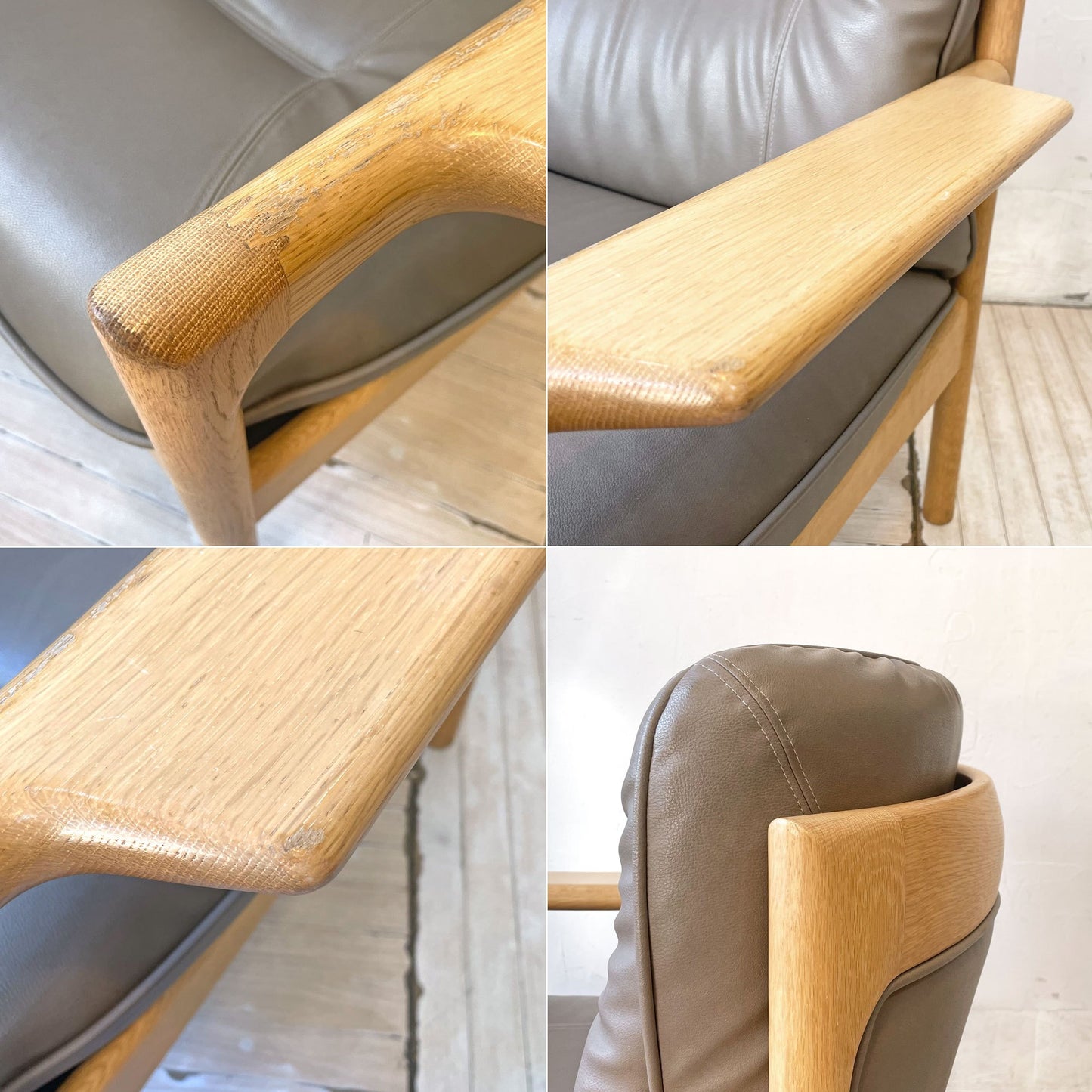 カンディハウス CONDE HOUSE ゴルファー サロン チェア シングルソファ ナラ無垢材 本革 レザー 旭川家具 ★